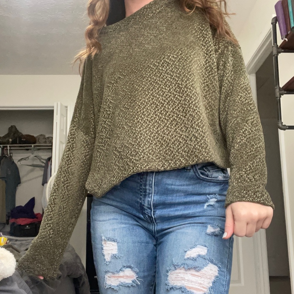 cropped green sweater
